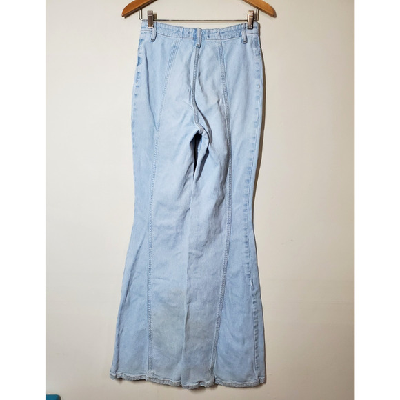 Free People Gilmore Wide Leg Jeans Womens 27 Light Wash Retro Flare High Rise - Picture 5 of 15